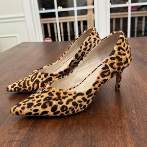 Koko+Palenki Leather Cheetah Leopard Calf Hair Stiletto Pump Heels Size 10M